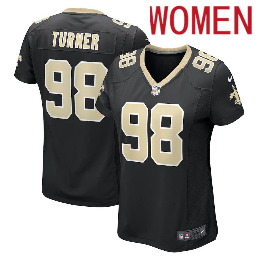 Women New Orleans Saints #98 Payton Turner Nike Black Game NFL Jersey